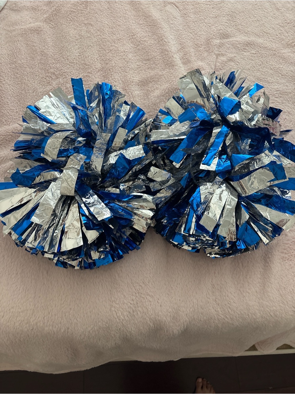 DCC Blue & Silver Cheer Pom Poms + Bag